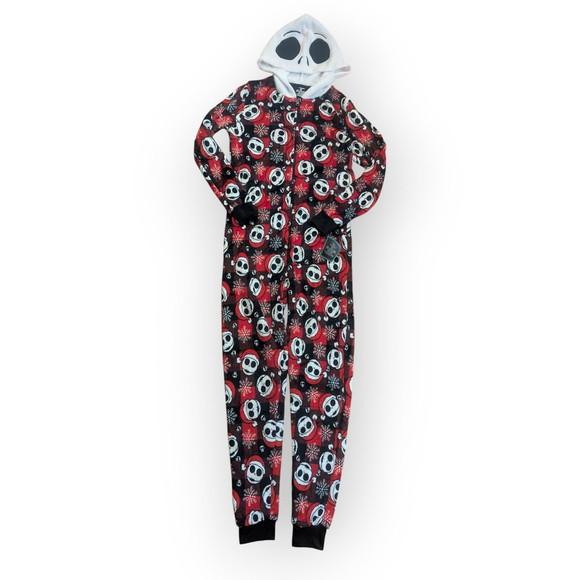 Nightmare Before Christmas Pajama Onesie Unionsuit Small Red Black - Picture 1 of 10